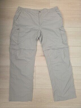 Columbia Omni-Shade Mens Tan Zip Off Convertible Hiking Fishing Pants Size 42X32